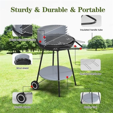 Многофункциональный гриль, удобный, прочный, с полкой для хранения продуктов.