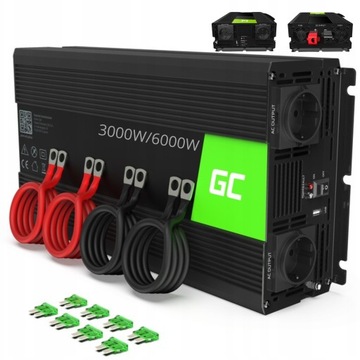 PRZETWORNICA SAMOCHODOWA 12v 230v 3000W/6000W CZYSTY SINUS PEŁNA SINUSOIDA