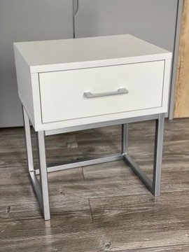 Тумбочка прикроватная, белый, серебро, столик лофт, каркас
