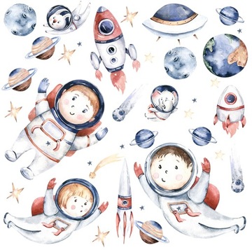 XL Naklejki na ściany PASTELOWY ASTRONAUTA 57x85