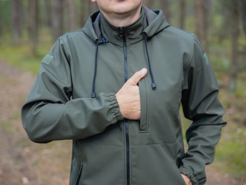 Kurtka wojskowa Softshell wodoodporna + flagi r. M