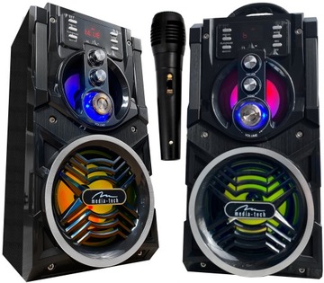 ZESTAW KARAOKE Boombox PRZENOŚNY GŁOŚNIK AUX MP3 LED RGB BT 800W + MIKROFON