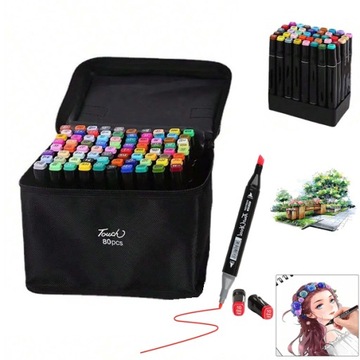 80 COLORS ARTIST ALCOHOL MARKERS DUAL TIPS MARKER PENS PERMANENT WITH BAG