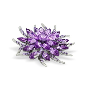 БРОШЬ ФИОЛЕТОВЫЙ ЦВЕТОК С КРИСТАЛЛАМИ И ЦИРКОНИЯМИ
