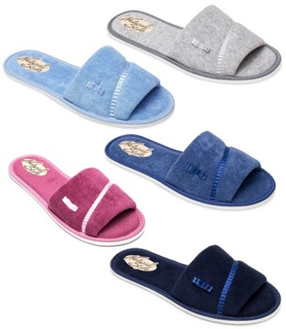 Тапочки, махровые тапочки с открытым носком, POLISH COLORS, домашняя махровая ткань