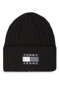 TOMMY JEANS Czarna czapka bawełniana