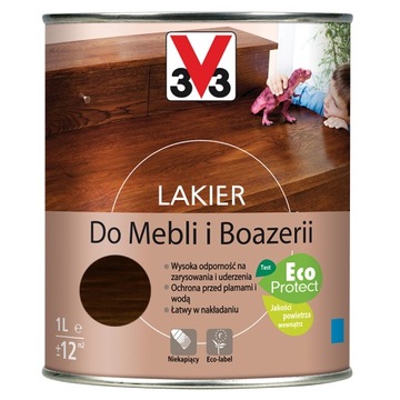 V33 lakier do mebli boazerii dąb ciemny 1L satyna
