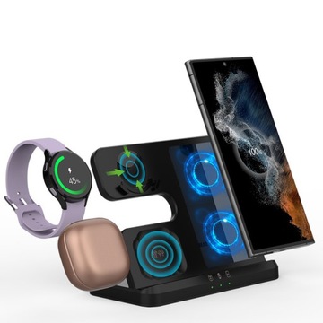 Быстрое индуктивное беспроводное зарядное устройство для Samsung 3в1