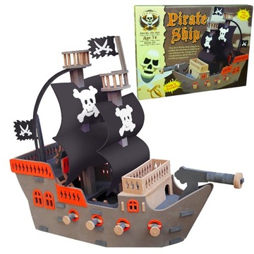 MATA PIANKOWA PUZZLE KOLOROWE STATEK PIRACKI 5+