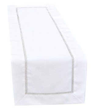 Bieżnik z cyrkoniami Megan 40x140 biały