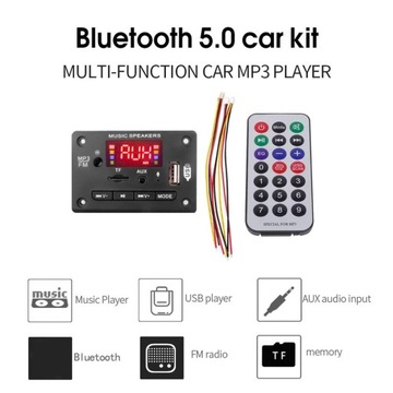 Плата декодера MP3 постоянного тока 5 В/12 В Bluetooth с дистанционным управлением, черный цвет