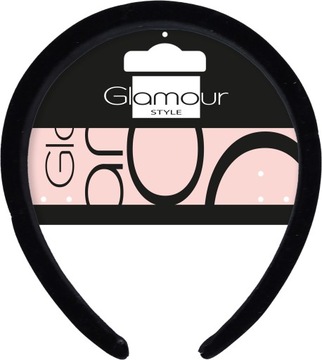 Glamour Plastikowa opaska do włosów z kryształkami Czarna