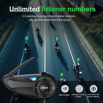 Domofon w kasku motocyklowym EJEAS Q8 obsługuje 6-osobowy interkom