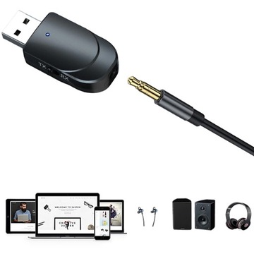 ЗВУКОВОЙ ПРИЕМНИК АДАПТЕР BLUETOOTH USB + AUX MINIJACK