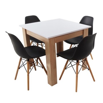 Zestaw stół Modern 80 WS i 4 krzesła Milano czarne