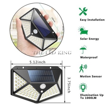 SOLAR LAMP 100LED TWILIGHT MOTION SENSOR 2PCS