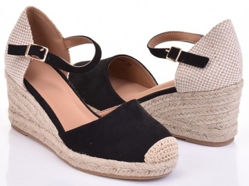 ESPADRYLE DAMSKIE MODNE STYLOWE ELEGANCKIE SANDAŁY NA KOTURNIE