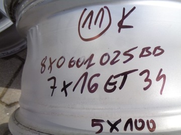 4× DISK HLINÍK AUDI OE 7.0" X 16" 5X100 ET 34