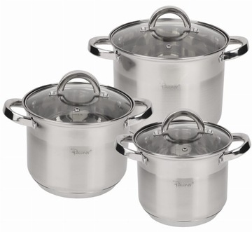 KOMPLET ZESTAW GARNKÓW WYSOKICH STALOWYCH 16/18/20CM MINI STOCK-POT INDUKCJ
