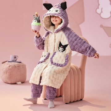Коралловый бархатный пижамный комплект Kuromi для девочек