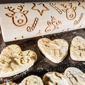 Новогодняя скалка с гравировкой + баночка