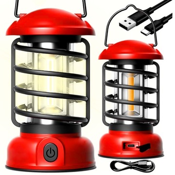 LAMPA KEMPINGOWA TURYSTYCZNA OGRODOWA LED AKUMULATOROWA USB C ZAWIESZANA CE
