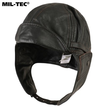 Мотоциклетная пилотская кепка MIL-TEC Коричневая кожаная M