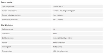 Индикатор температуры VDO A2C59514237 охлаждающая жидкость