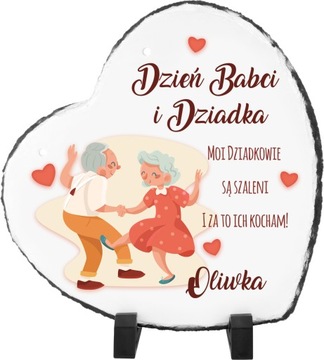 Podziękowanie, statuetka, laurka, serce dla Dziadków - Kamienna płyta