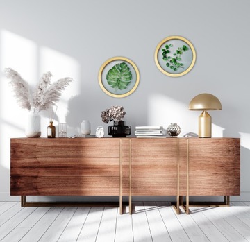 BOHO PICTURE круглое стекло + фанера MONSTERA fi 40