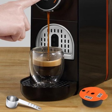 Kapsułki do kawy wielokrotnego użytku ze szczoteczką do czyszczenia i łyżeczką Double Orange 60ML