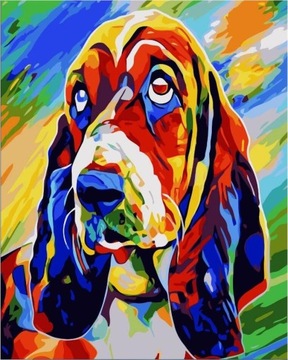 OBRAZ MALOWANIE PO NUMERACH RAMA BASSET HOUND PIES