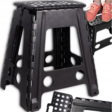 TABORET SKŁADANY KRZESŁO STOPIEŃ ANTYPOŚLIZGOWY CZARNY DRABINKA 39CM STOŁEK