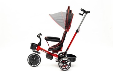 Поворотный трехколесный велосипед 2в1, красная коляска