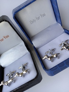 Spinki do mankietów koszul EXC Srebrny Samolot Airbus 380 Boeing 747 Lotnik