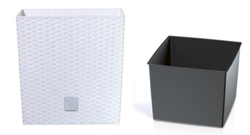 БОЛЬШОЙ УЛИЧНЫЙ ЦВЕТОЧНЫЙ ЦВЕТОК ИЗ РОТЕГА, БЕЛЫЙ, С КРЫШКОЙ ДЛЯ ТЕРРАСЫ