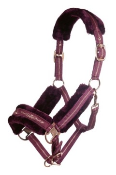 HKM ROSEGOLD бордовый недоуздок на меху, полный размер