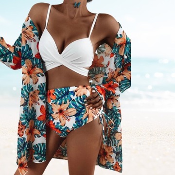 КУПАЛЬНИК ИЗ ДВУХ ЧАСТЕЙ + ПАРЕО БИКИНИ, ПОКРЫТИЕ С ВЫСОКОЙ ПОСАДКОЙ, МОДЕЛЬ L