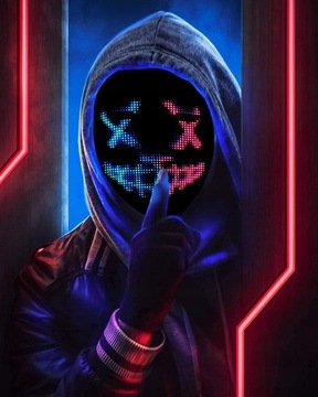 СМЕННАЯ МАСКА ДЛЯ ХЭЛЛОУИНА СВЕТЯЩАЯСЯ СВЕТОДИОДНАЯ ПРОГРАММИРУЕМАЯ УПРАВЛЕНИЕ ЖЕСТАМИ ПРИЛОЖЕНИЯ