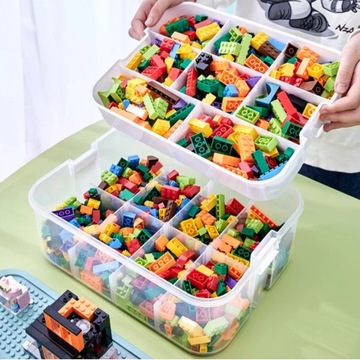 ЯЩИК ДЛЯ КИРПИЧЕЙ ПЛАСТИКОВЫЙ КОНТЕЙНЕР ДЛЯ LEGO С ОТДЕЛЕНИЯМИ 2 УРОВНЯ