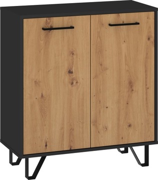 meble BIP 02 komoda 2D czarny / dąb artisan