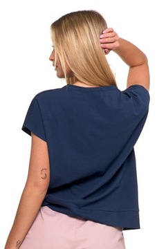 Bluzka Damska Oversize T-Shirt na Krótki Rękaw Nadruk Złote Kwiaty MORAJ XL