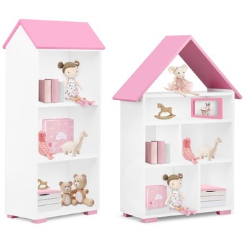 REGAŁ DZIECIĘCY BIAŁY RÓŻOWY DOMEK ZESTAW