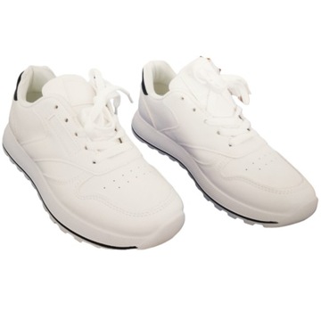 Damskie Półbuty Sneakersy Sportowe Adidasy Skórzane na Platformie Białe 38
