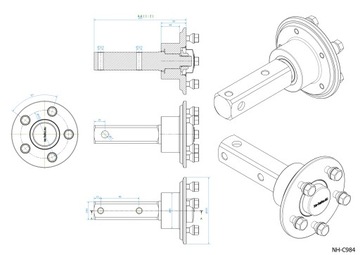 Ступица 5х112 + квадратный штифт - КОМПЛЕКТ для прикручивания