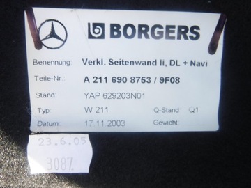 mercedes w211 sedan tapicerka bagaznika wykladzina