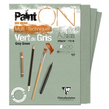 Clairefontaine blok Paint Grey Green A3 30ark 250g