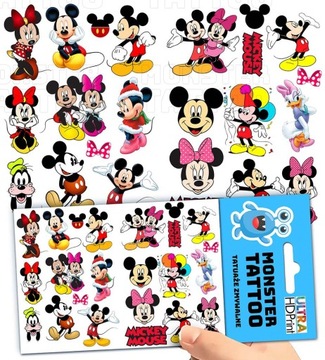 TATUAŻE ZMYWALNE TYMCZASOWE DLA DZIECI MYSZKA MIKI WZORY ORYGINALNE