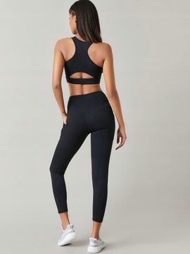 SHEIN KOMPLET ELASTYCZNY CZARNY SPORTOWY 34 XS
