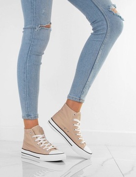 БЕЖЕВЫЕ ВЫСОКИЕ КРОССОВКИ CALSI 38